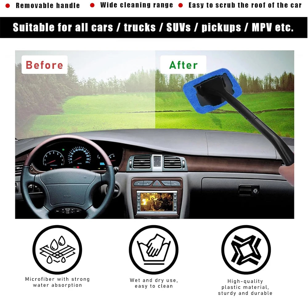 Szczotka do Mycia Szyb z Mikrofibrą (4x Ściereczki w Zestawie)